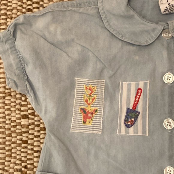 VNTG Chambray BabyGAP One Piece Cotton Jumpsuit w/Shoes 6-12 Month - Picture 4 of 14